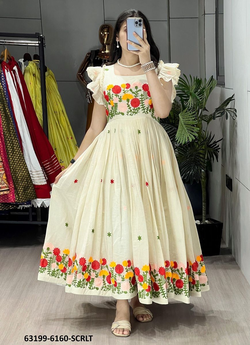 FLORAL THREAD ANARKALIS - Catalog # 63199 (Set of 2 Readymade Women's Kurtis / Tops) by Komal Pret FLORAL THREAD ANARKALIS - Catalog # 63199 (Set of 2 Readymade Women's Kurtis / Tops) by Komal Pret
