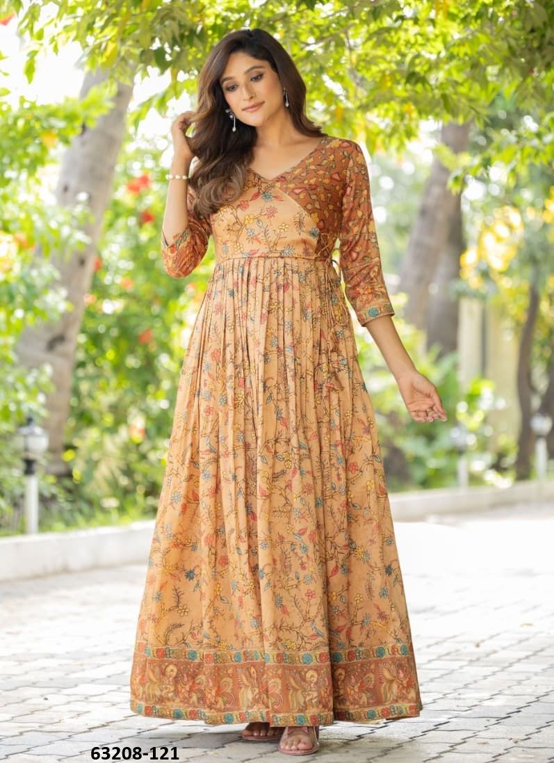SILK PRINTS 121 - Catalog # 63208 (Set of 3 Readymade Gowns) by Komal Pret SILK PRINTS 121 - Catalog # 63208 (Set of 3 Readymade Gowns) by Komal Pret