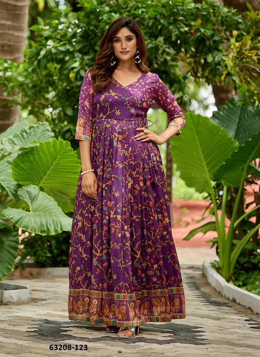 SILK PRINTS 121 - Catalog # 63208 (Set of 3 Readymade Gowns) by Komal Pret SILK PRINTS 121 - Catalog # 63208 (Set of 3 Readymade Gowns) by Komal Pret