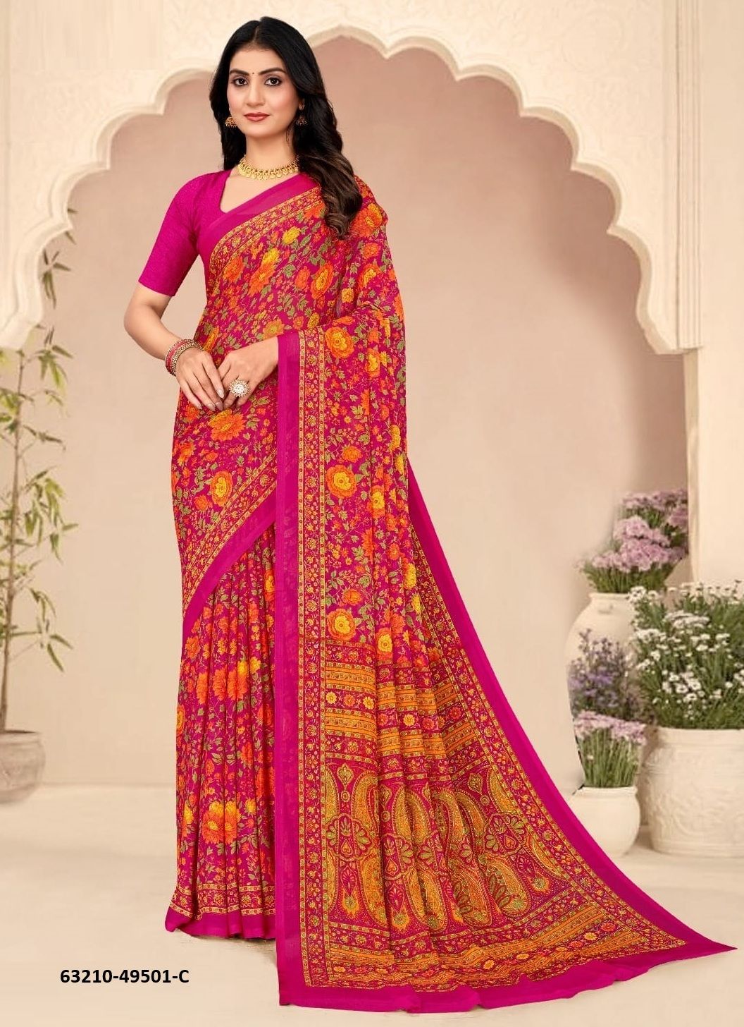 STAR CHIFFON 205 - Catalog # 63210 (Set of 12 Sarees) by Ruchi Sarees