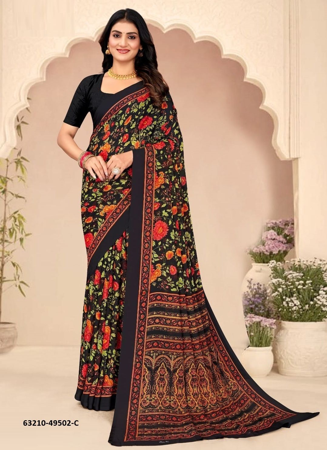 STAR CHIFFON 205 - Catalog # 63210 (Set of 12 Sarees) by Ruchi Sarees