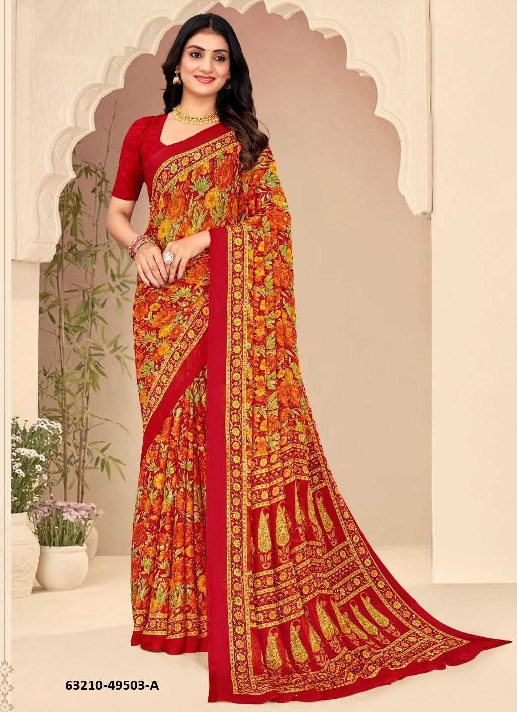 STAR CHIFFON 205 - Catalog # 63210 (Set of 12 Sarees) by Ruchi Sarees