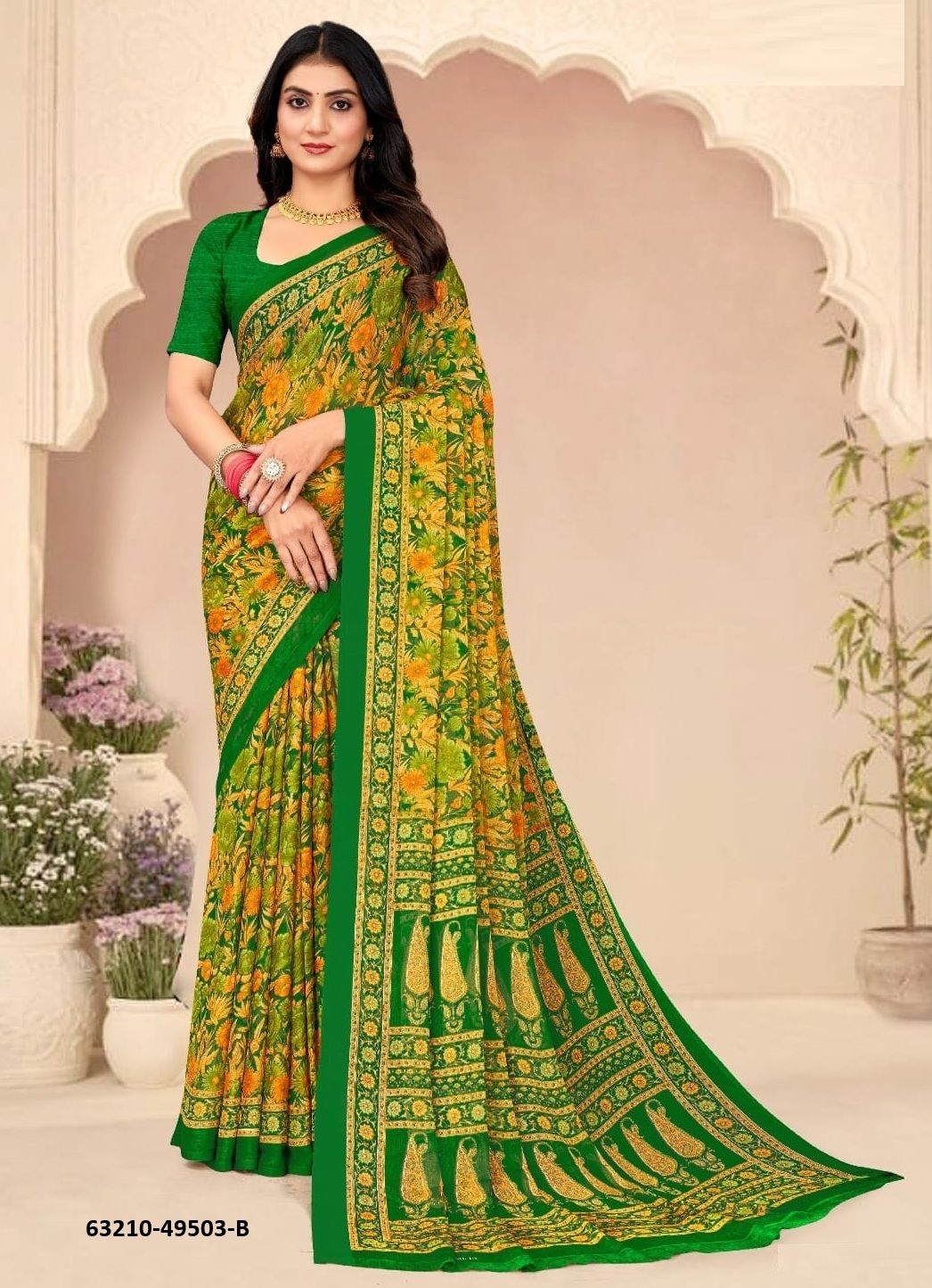 STAR CHIFFON 205 - Catalog # 63210 (Set of 12 Sarees) by Ruchi Sarees