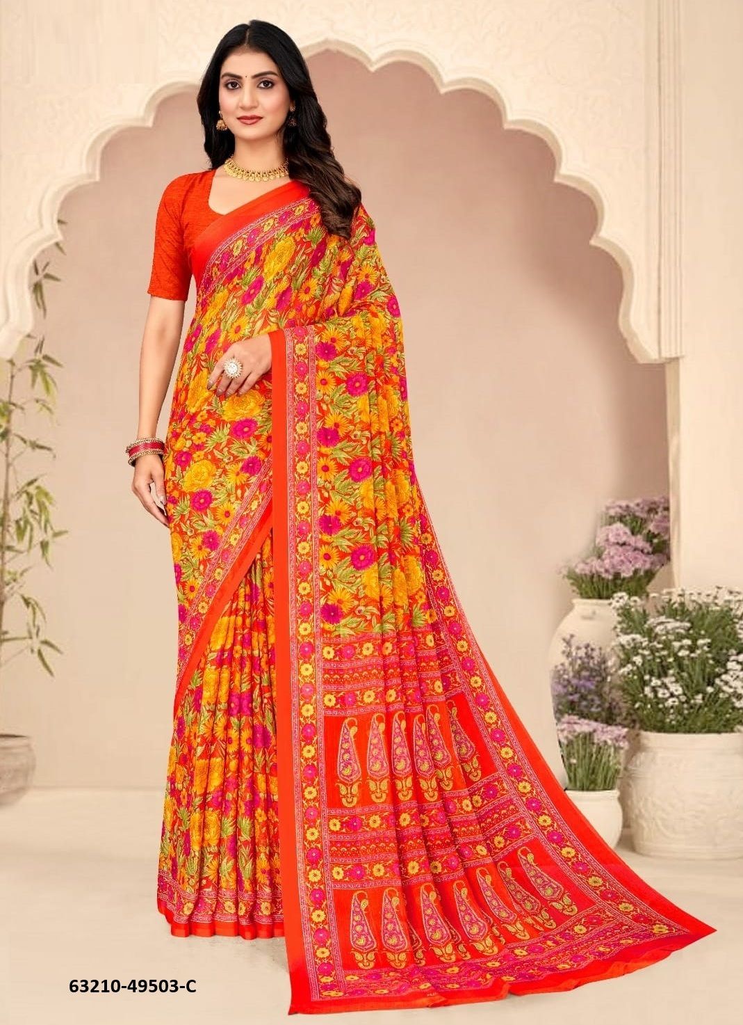 STAR CHIFFON 205 - Catalog # 63210 (Set of 12 Sarees) by Ruchi Sarees