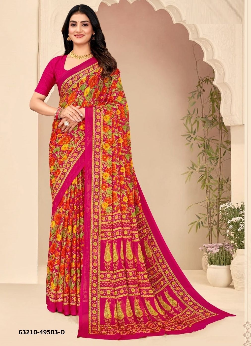 STAR CHIFFON 205 - Catalog # 63210 (Set of 12 Sarees) by Ruchi Sarees