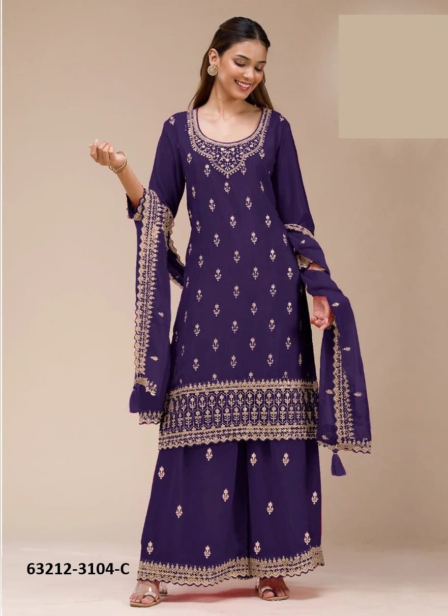 SERIES 3104 - Catalog # 63212 (Set of 4 Semi-Stitched / Un-Stitched Suits) by Meheriya SERIES 3104 - Catalog # 63212 (Set of 4 Semi-Stitched / Un-Stitched Suits) by Meheriya