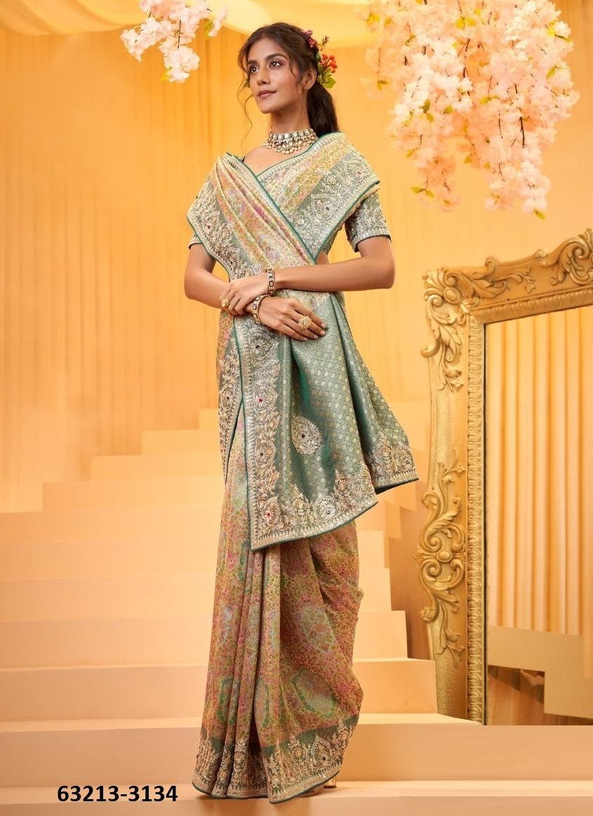 ZARDOSI DRAPE - Catalog # 63213 (Set of 5 Sarees) by Raw Lemon ZARDOSI DRAPE - Catalog # 63213 (Set of 5 Sarees) by Raw Lemon