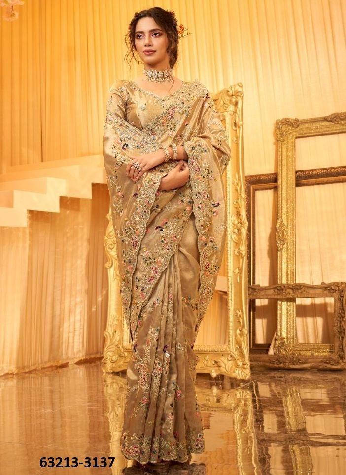 ZARDOSI DRAPE - Catalog # 63213 (Set of 5 Sarees) by Raw Lemon ZARDOSI DRAPE - Catalog # 63213 (Set of 5 Sarees) by Raw Lemon