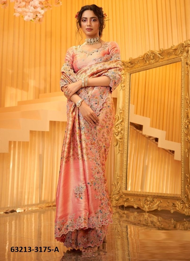 ZARDOSI DRAPE - Catalog # 63213 (Set of 5 Sarees) by Raw Lemon ZARDOSI DRAPE - Catalog # 63213 (Set of 5 Sarees) by Raw Lemon