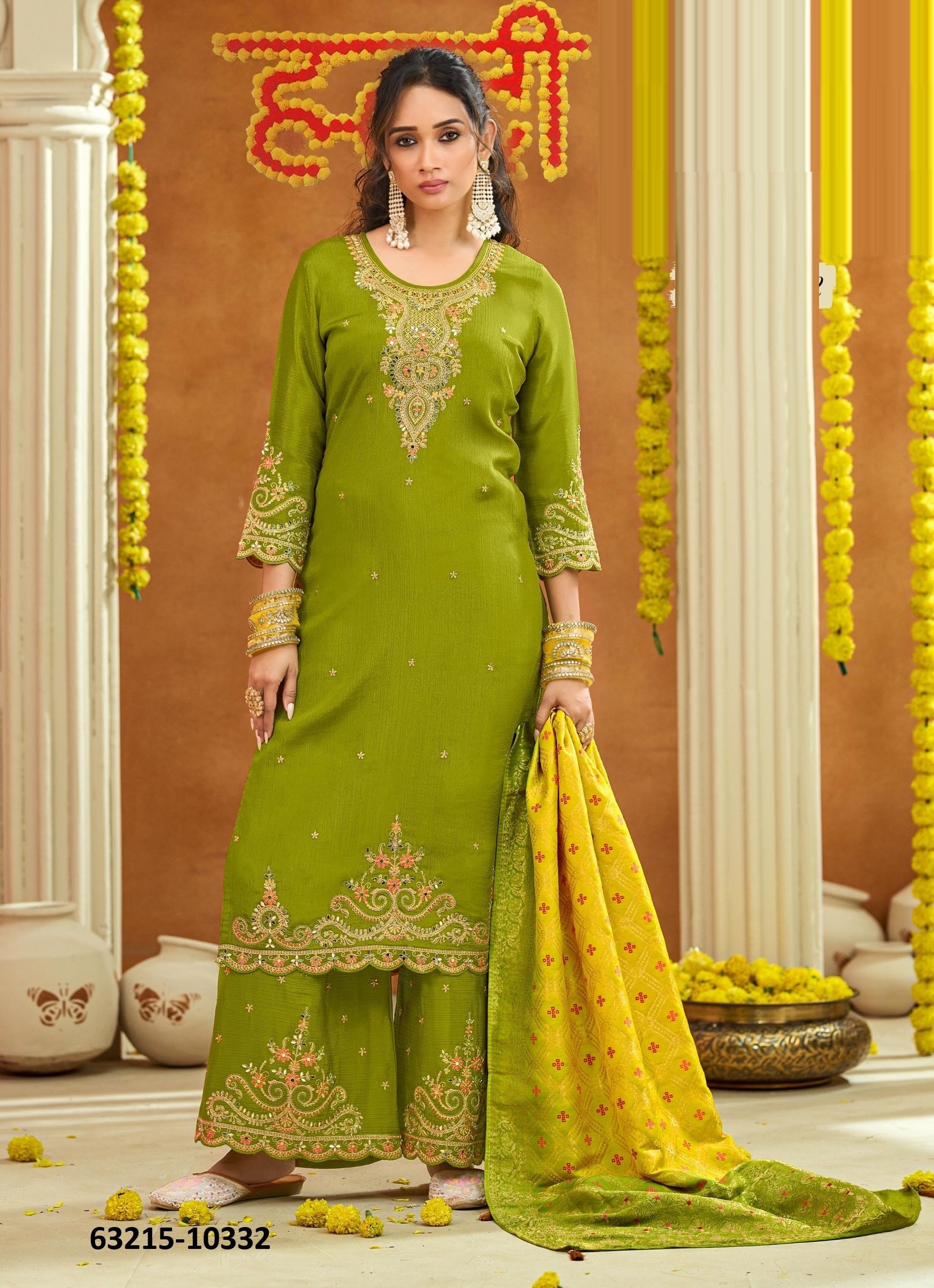 HALDI MEHENDI 2 - Catalog # 63215 (Set of 2 Readymade Salwar Suits) by Rangoon