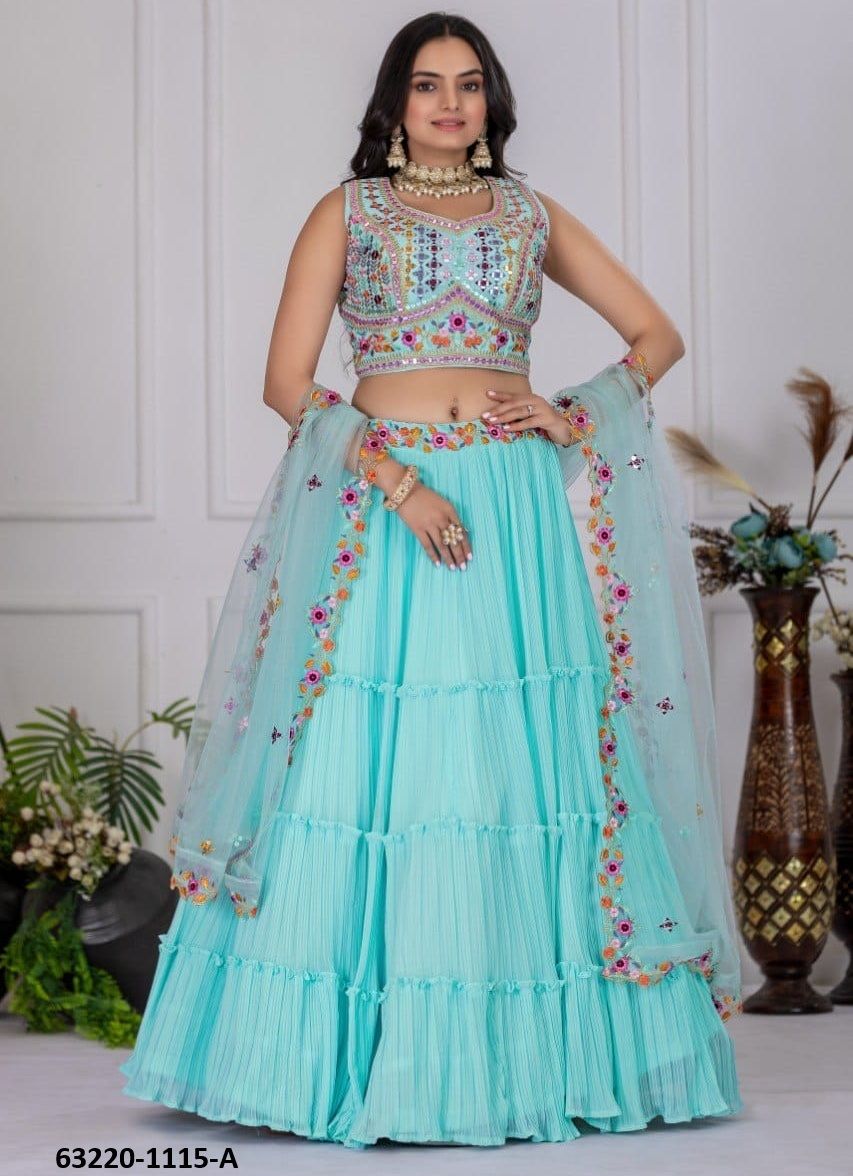SERIES 1115 - Catalog # 63220 (Set of 2 Semi-Stitched Lehengas) by Komal Pret SERIES 1115 - Catalog # 63220 (Set of 2 Semi-Stitched Lehengas) by Komal Pret