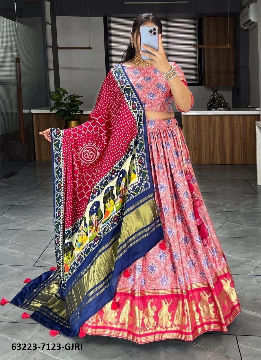 GAJJI SILK PATOLA - Catalog # 63223 (Set of 3 Semi-Stitched Lehengas) by Raw Lemon GAJJI SILK PATOLA - Catalog # 63223 (Set of 3 Semi-Stitched Lehengas) by Raw Lemon