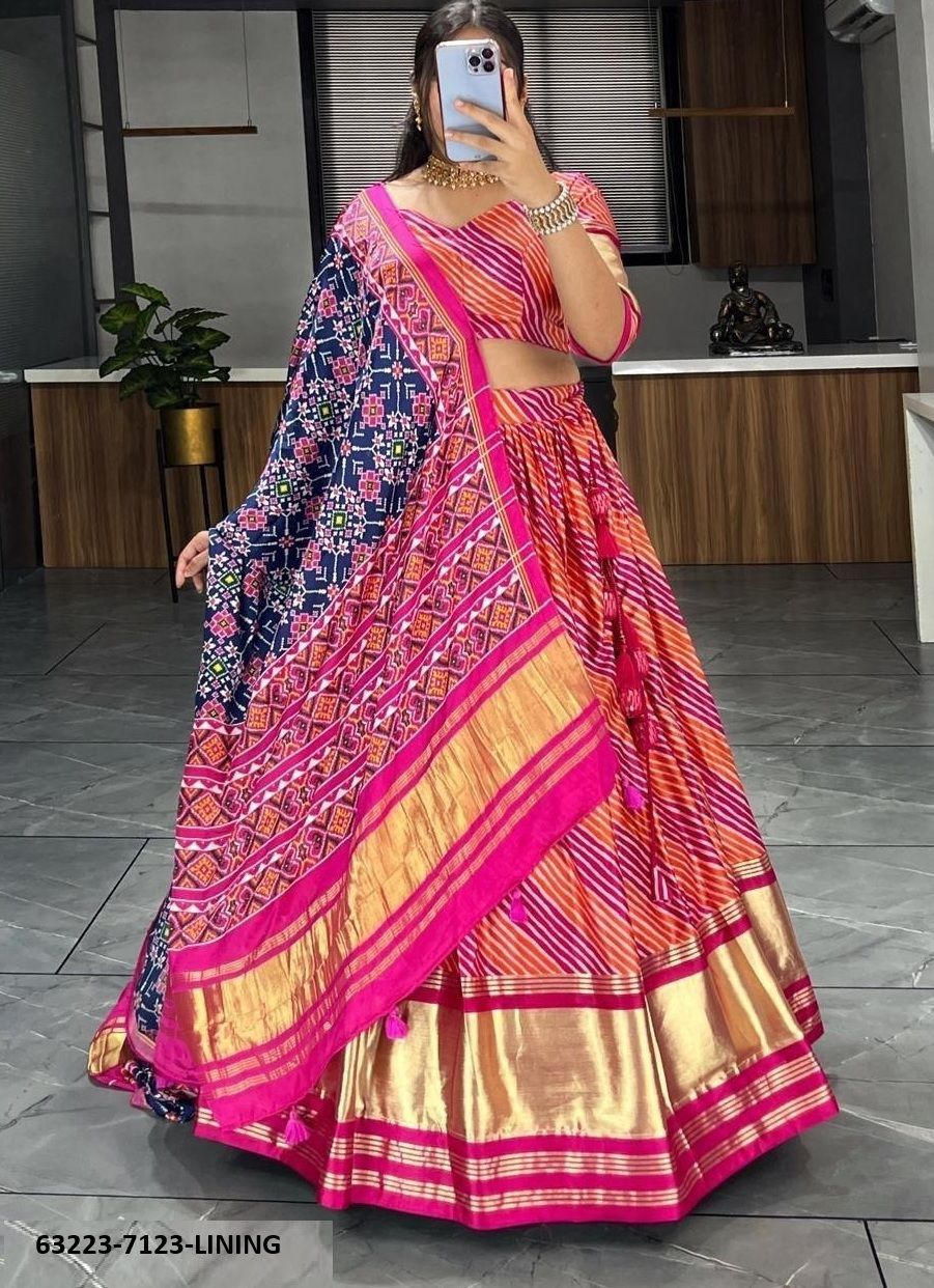 GAJJI SILK PATOLA - Catalog # 63223 (Set of 3 Semi-Stitched Lehengas) by Raw Lemon GAJJI SILK PATOLA - Catalog # 63223 (Set of 3 Semi-Stitched Lehengas) by Raw Lemon