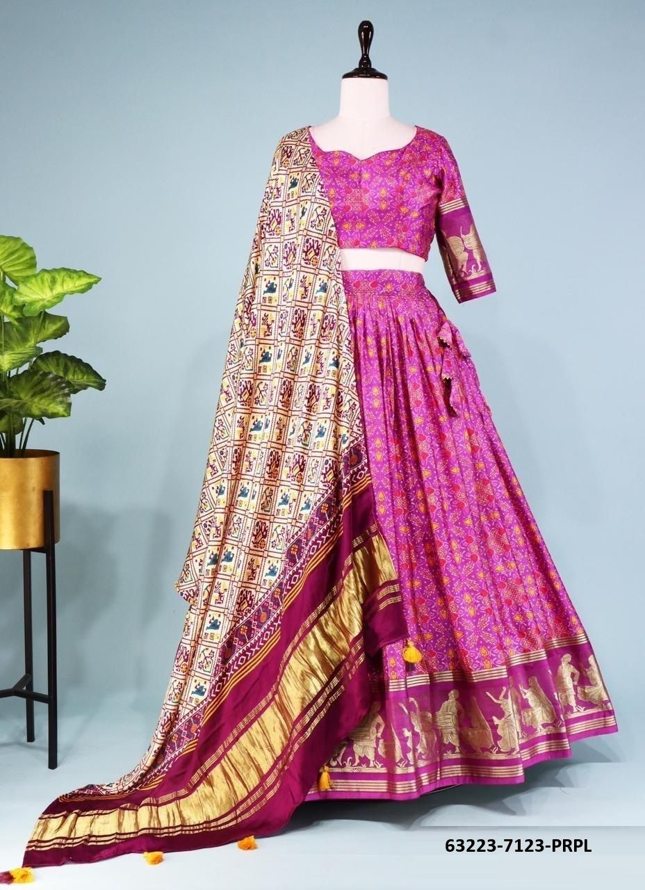 GAJJI SILK PATOLA - Catalog # 63223 (Set of 3 Semi-Stitched Lehengas) by Raw Lemon GAJJI SILK PATOLA - Catalog # 63223 (Set of 3 Semi-Stitched Lehengas) by Raw Lemon