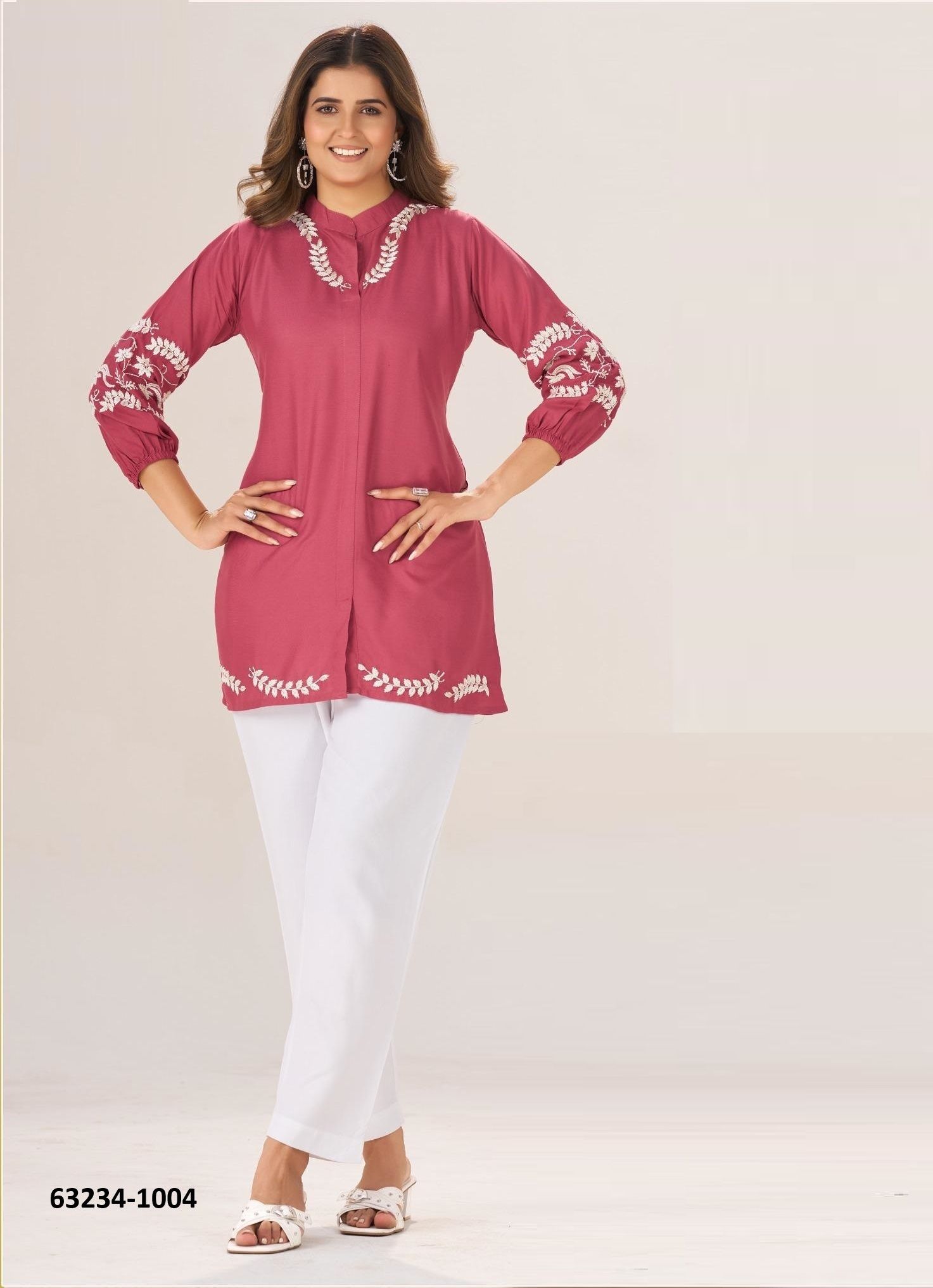 CLARA - Catalog # 63234 (Set of 4 Readymade Women's Kurtis / Tops) by Blue Hills