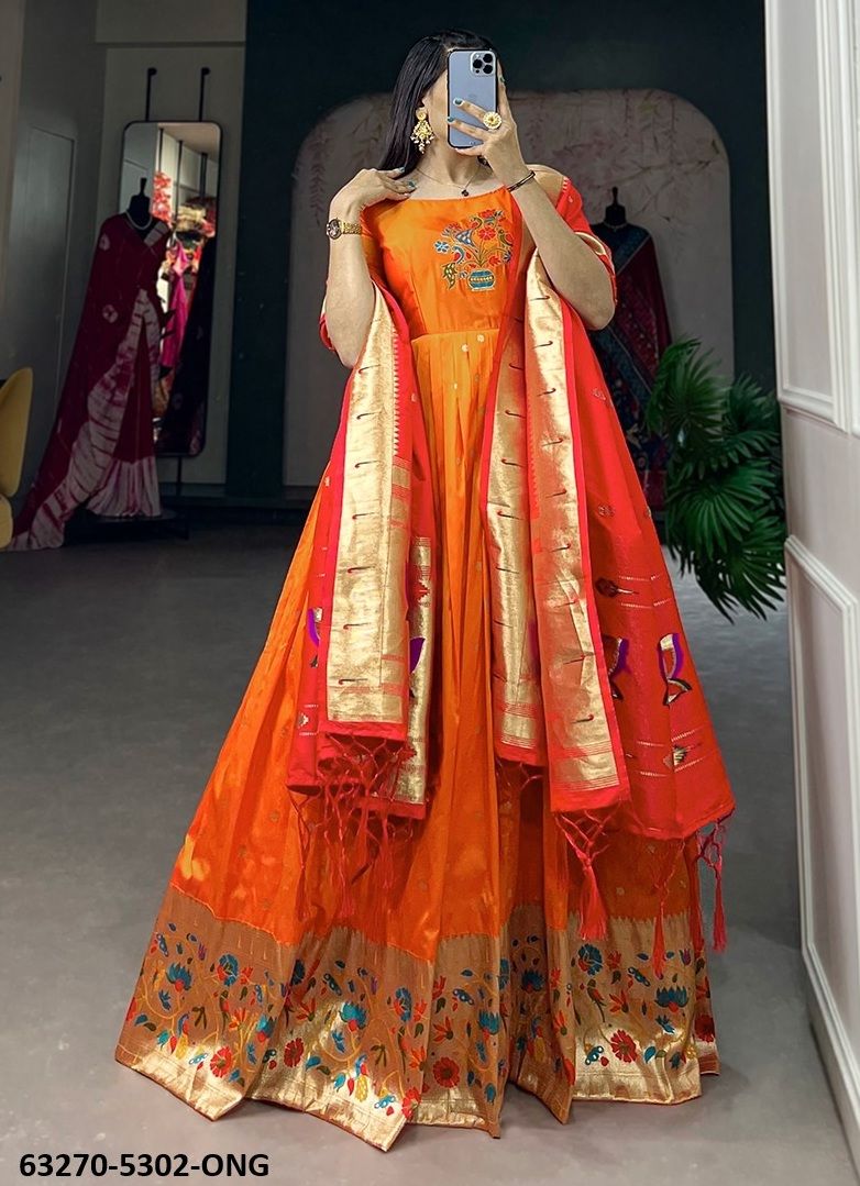 PAITHANI SILK SERIES 5302 - Catalog # 63270 (Set of 4 Readymade Gowns) by Komal Pret PAITHANI SILK SERIES 5302 - Catalog # 63270 (Set of 4 Readymade Gowns) by Komal Pret
