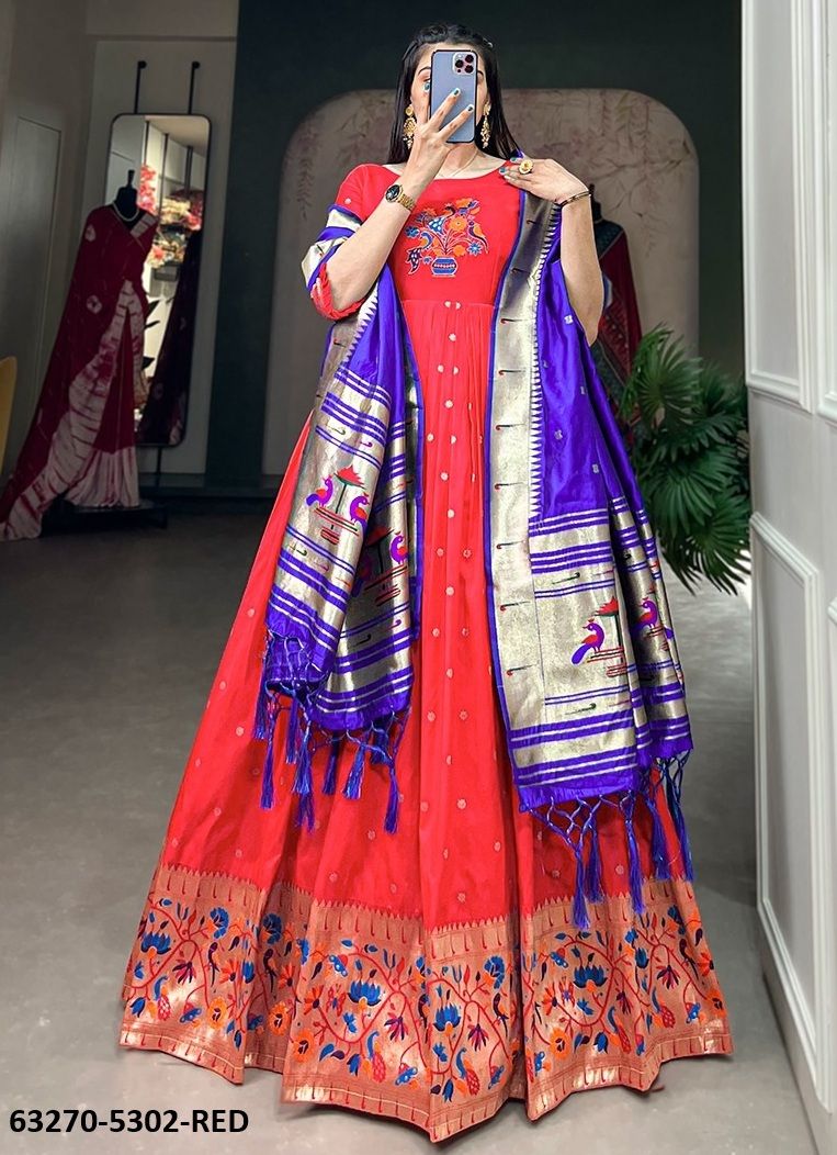 PAITHANI SILK SERIES 5302 - Catalog # 63270 (Set of 4 Readymade Gowns) by Komal Pret PAITHANI SILK SERIES 5302 - Catalog # 63270 (Set of 4 Readymade Gowns) by Komal Pret
