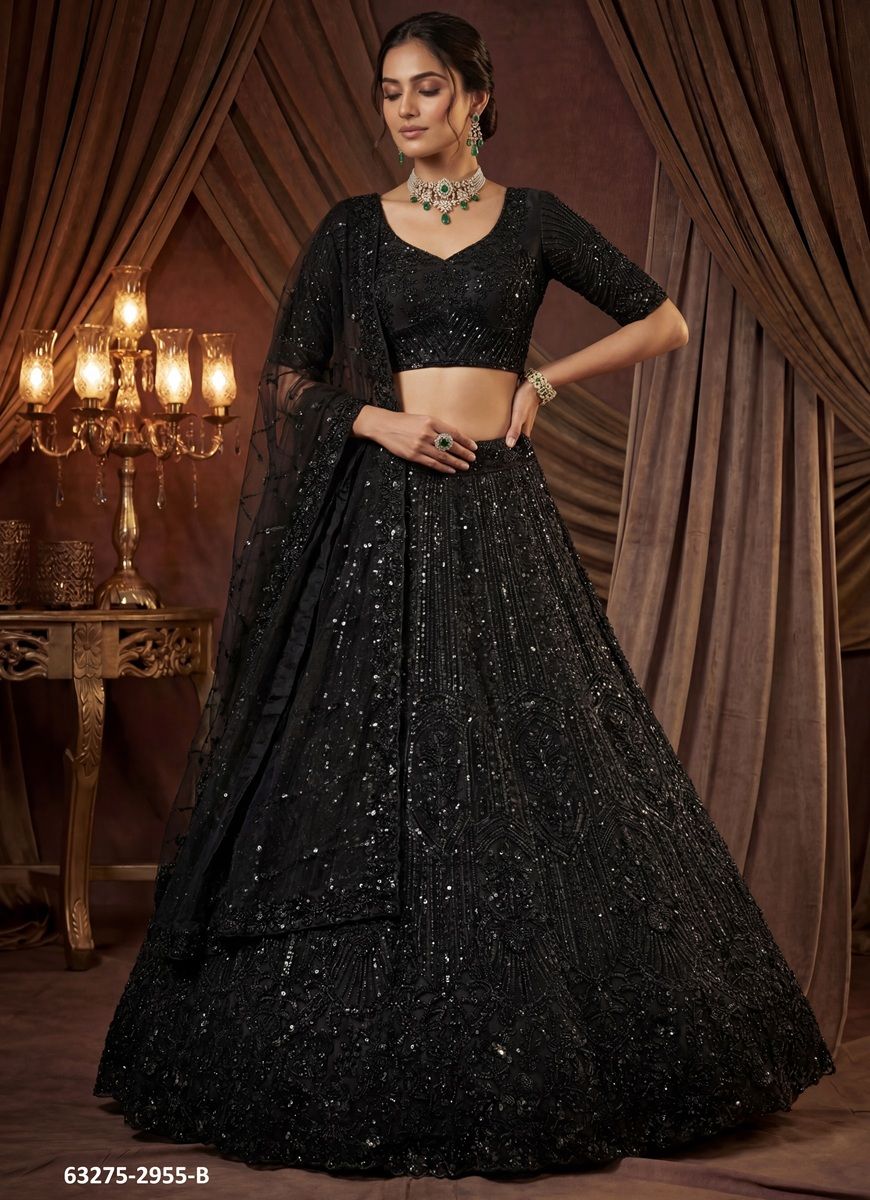 SERIES 2955 - Catalog # 63275 (Set of 2 Semi-Stitched Lehengas) by Raw Lemon