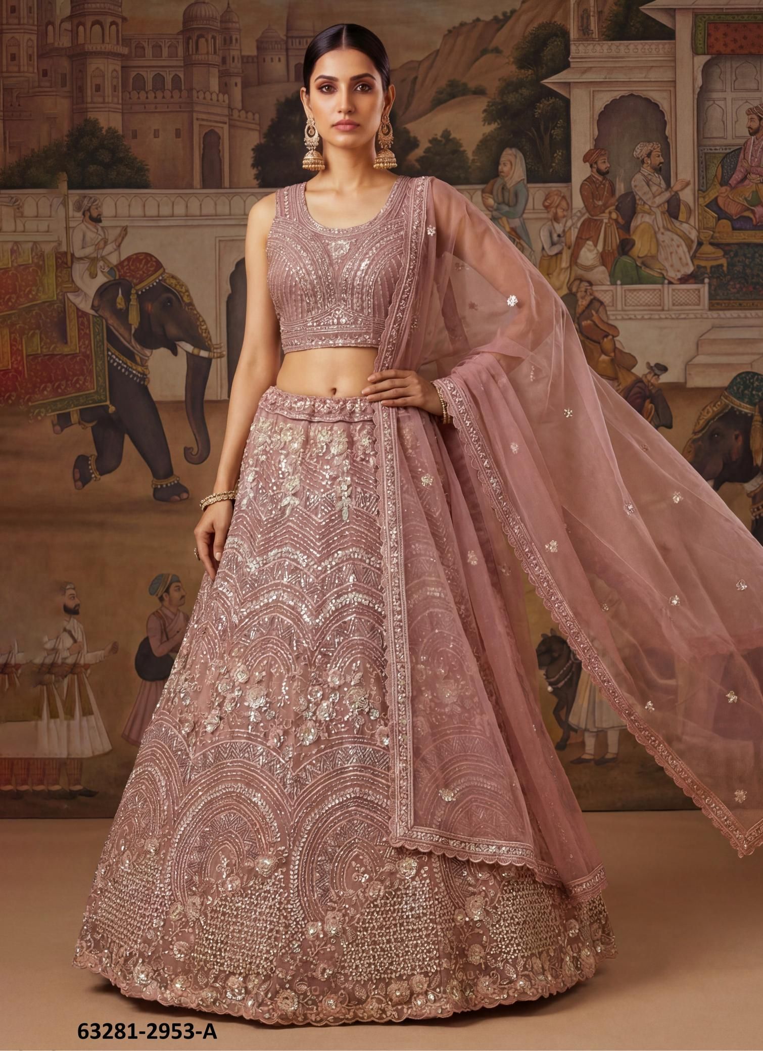 SERIES 2953 - Catalog # 63281 (Set of 4 Semi-Stitched Lehengas) by Raw Lemon SERIES 2953 - Catalog # 63281 (Set of 4 Semi-Stitched Lehengas) by Raw Lemon