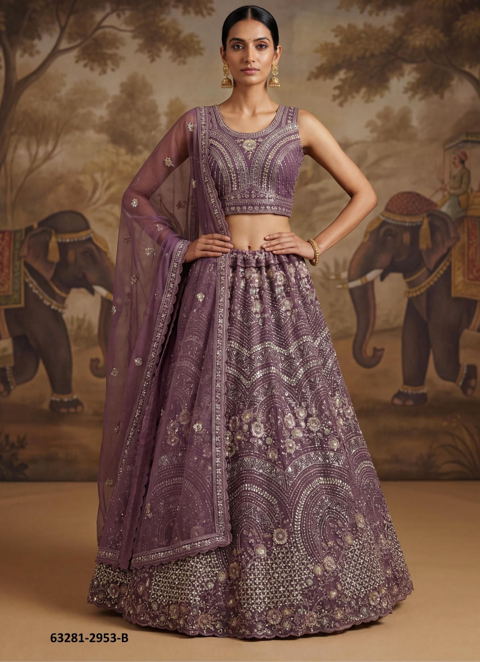 SERIES 2953 - Catalog # 63281 (Set of 4 Semi-Stitched Lehengas) by Raw Lemon SERIES 2953 - Catalog # 63281 (Set of 4 Semi-Stitched Lehengas) by Raw Lemon