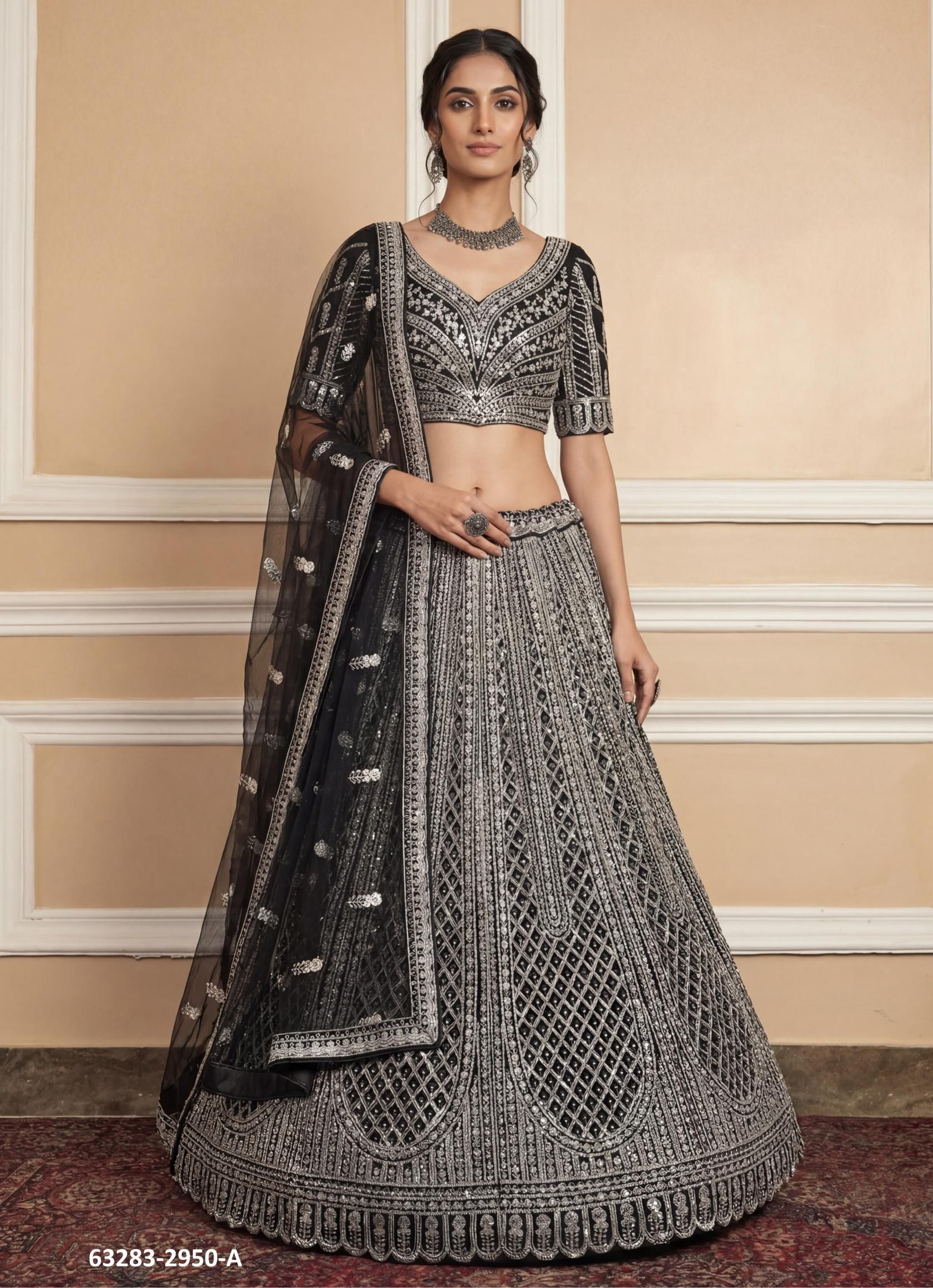 SERIES 2950 - Catalog # 63283 (Set of 3 Semi-Stitched Lehengas) by Raw Lemon SERIES 2950 - Catalog # 63283 (Set of 3 Semi-Stitched Lehengas) by Raw Lemon