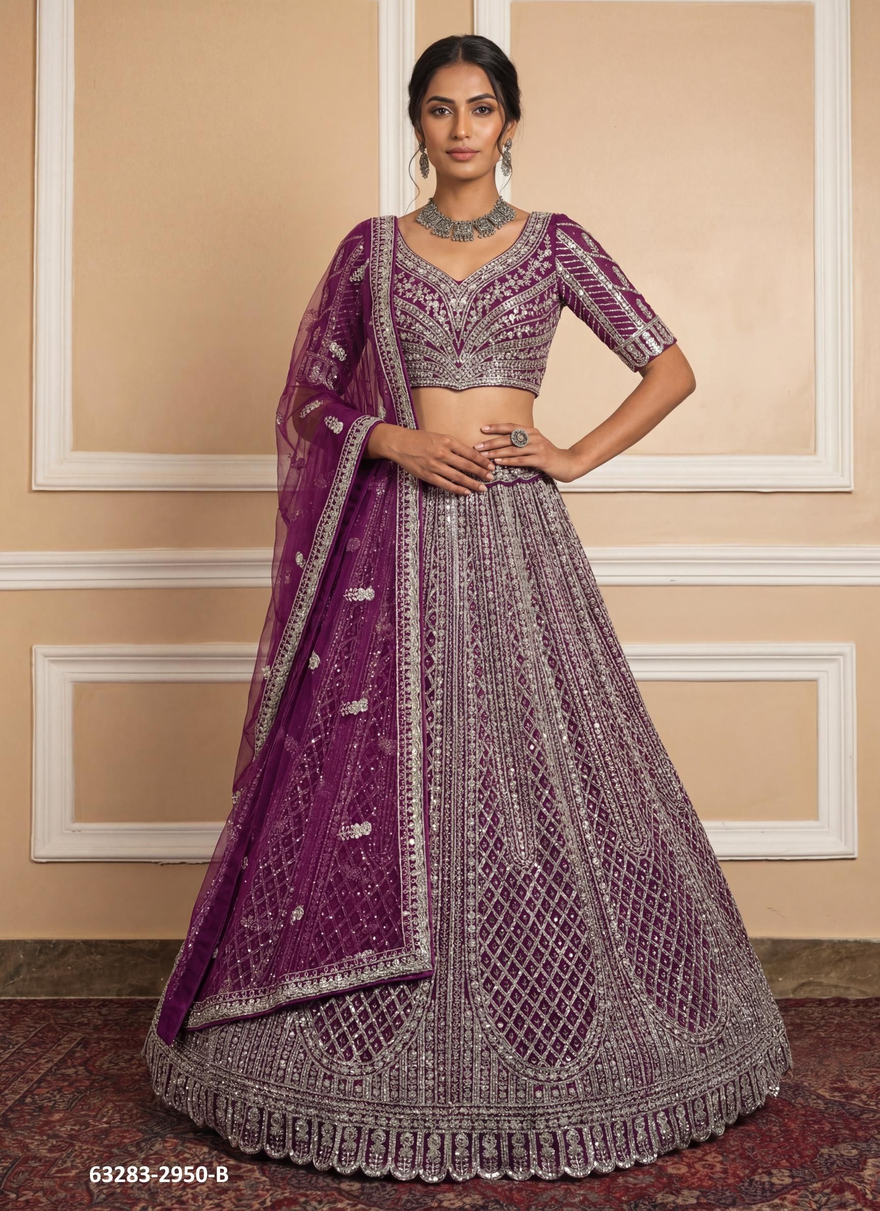 SERIES 2950 - Catalog # 63283 (Set of 3 Semi-Stitched Lehengas) by Raw Lemon SERIES 2950 - Catalog # 63283 (Set of 3 Semi-Stitched Lehengas) by Raw Lemon