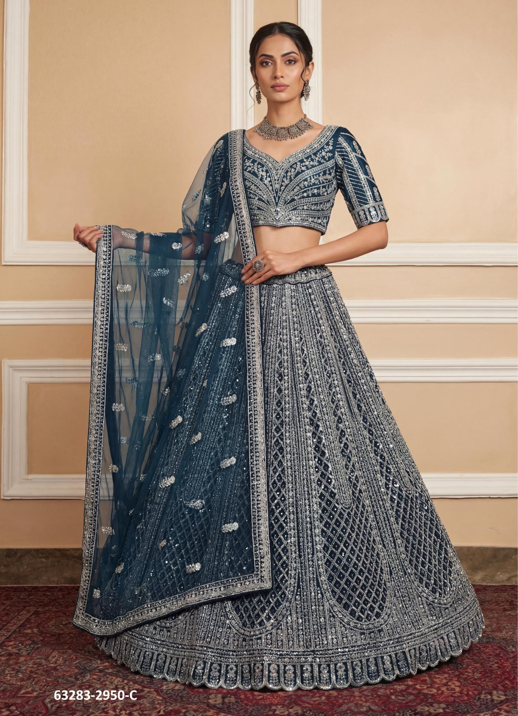 SERIES 2950 - Catalog # 63283 (Set of 3 Semi-Stitched Lehengas) by Raw Lemon SERIES 2950 - Catalog # 63283 (Set of 3 Semi-Stitched Lehengas) by Raw Lemon