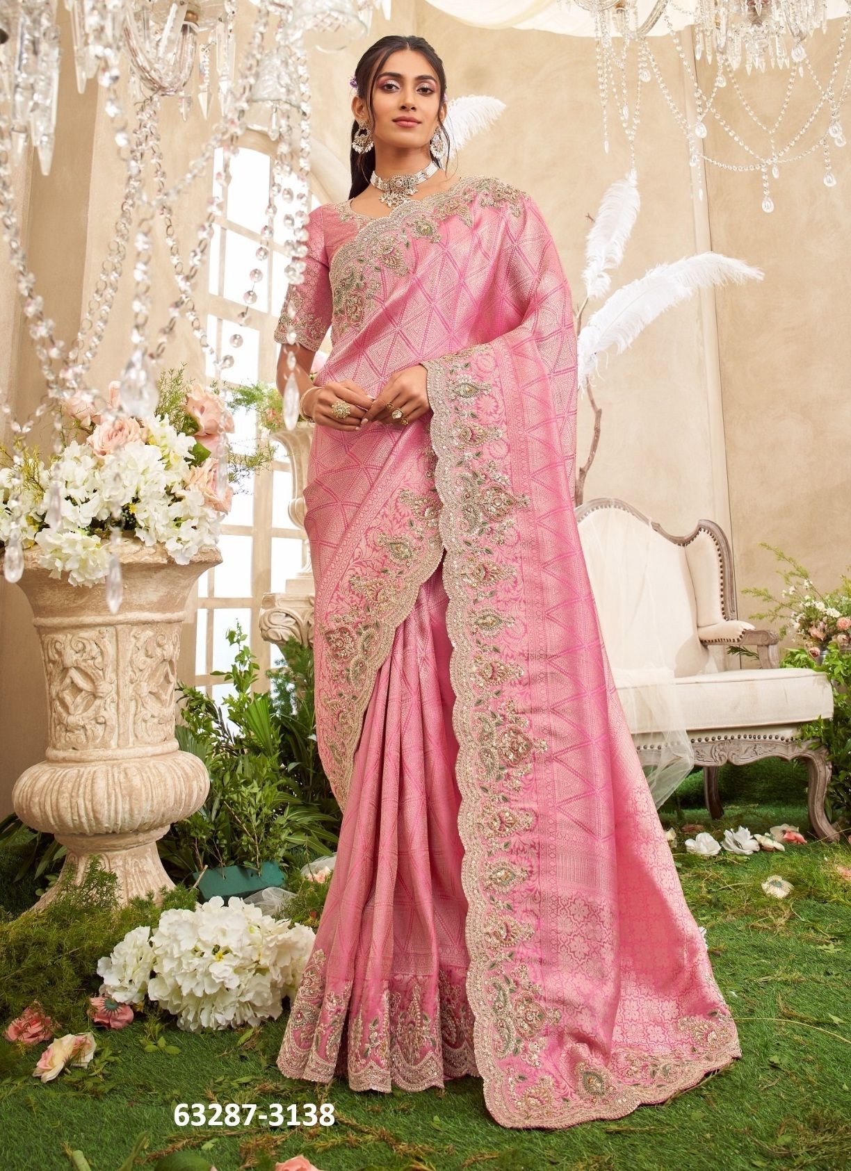 THE ROYAL DIVA - Catalog # 63287 (Set of 5 Sarees) by Desi Muse THE ROYAL DIVA - Catalog # 63287 (Set of 5 Sarees) by Desi Muse