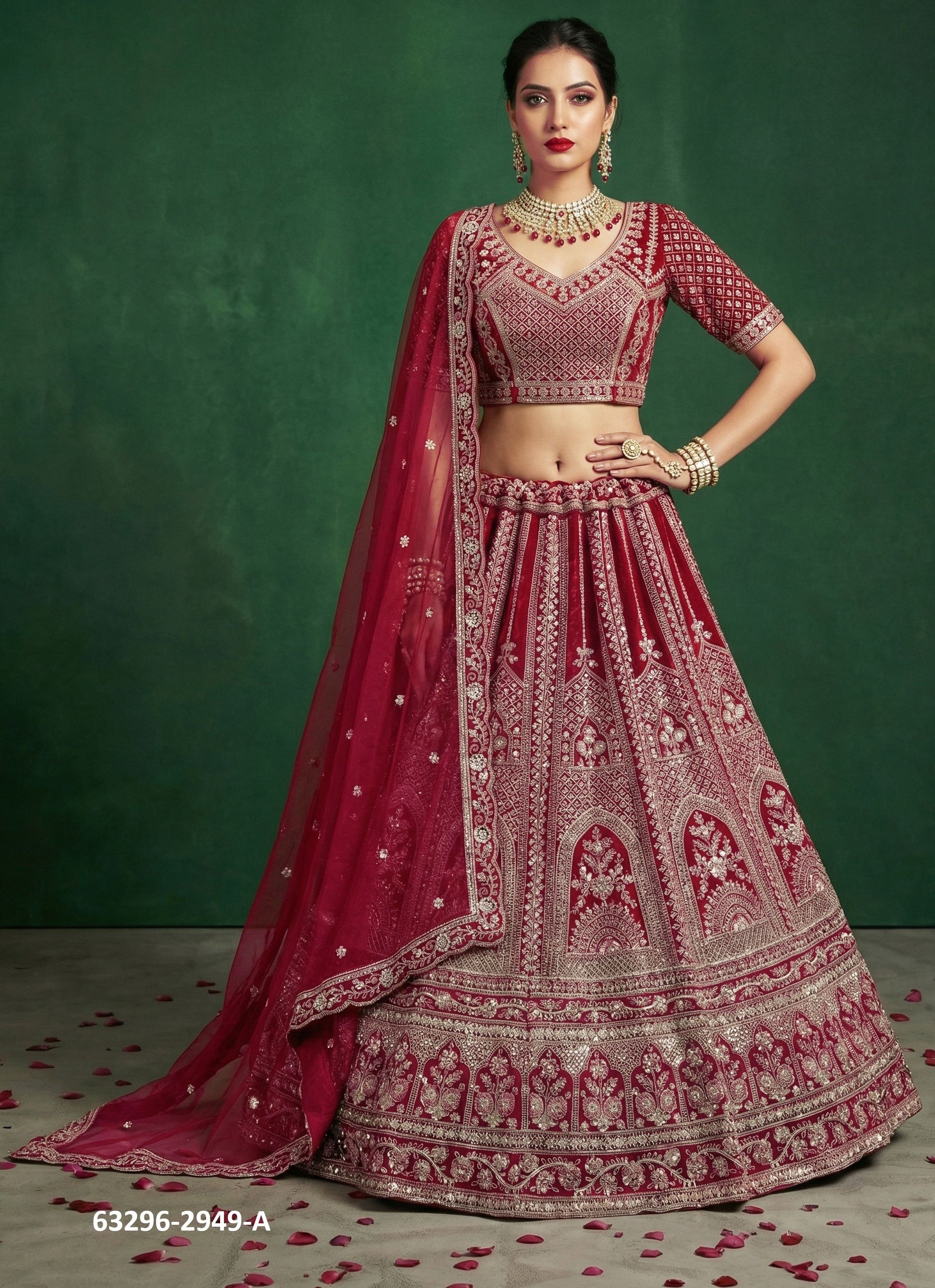 SERIES 2949 - Catalog # 63296 (Set of 4 Semi-Stitched Lehengas) by Raw Lemon SERIES 2949 - Catalog # 63296 (Set of 4 Semi-Stitched Lehengas) by Raw Lemon