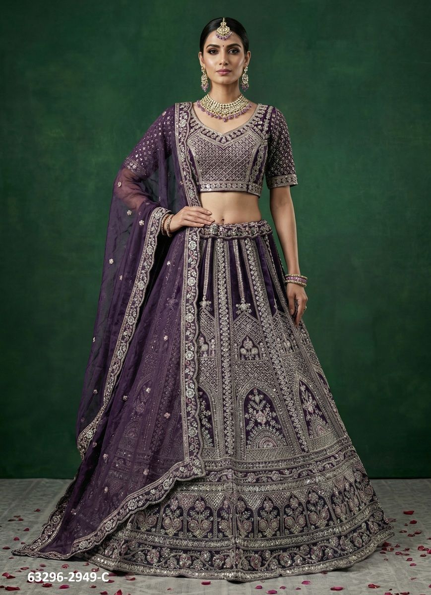 SERIES 2949 - Catalog # 63296 (Set of 4 Semi-Stitched Lehengas) by Raw Lemon SERIES 2949 - Catalog # 63296 (Set of 4 Semi-Stitched Lehengas) by Raw Lemon