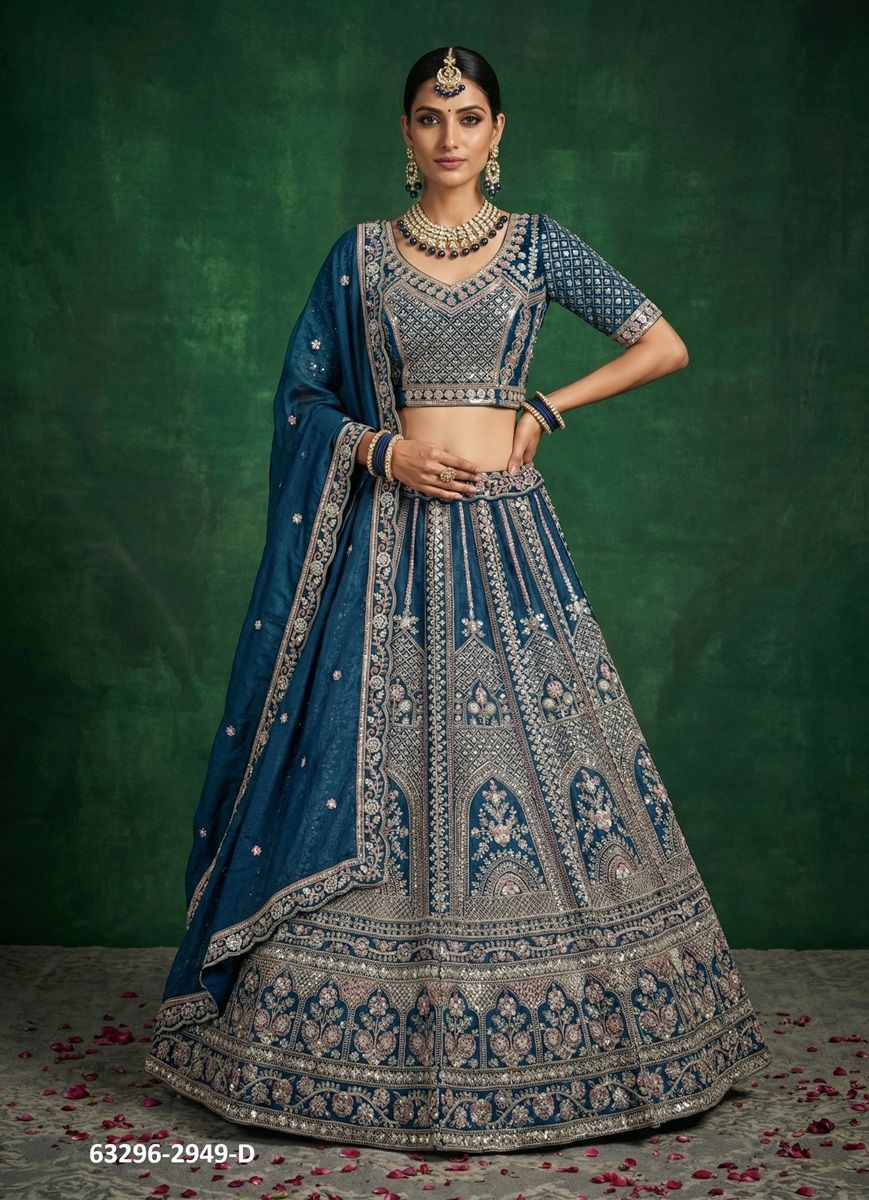 SERIES 2949 - Catalog # 63296 (Set of 4 Semi-Stitched Lehengas) by Raw Lemon SERIES 2949 - Catalog # 63296 (Set of 4 Semi-Stitched Lehengas) by Raw Lemon