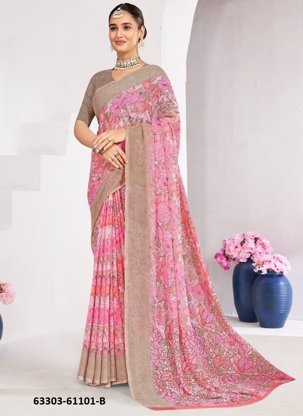 STAR CHIFFON 224 - Catalog # 63303 (Set of 12 Sarees) by Ruchi Sarees