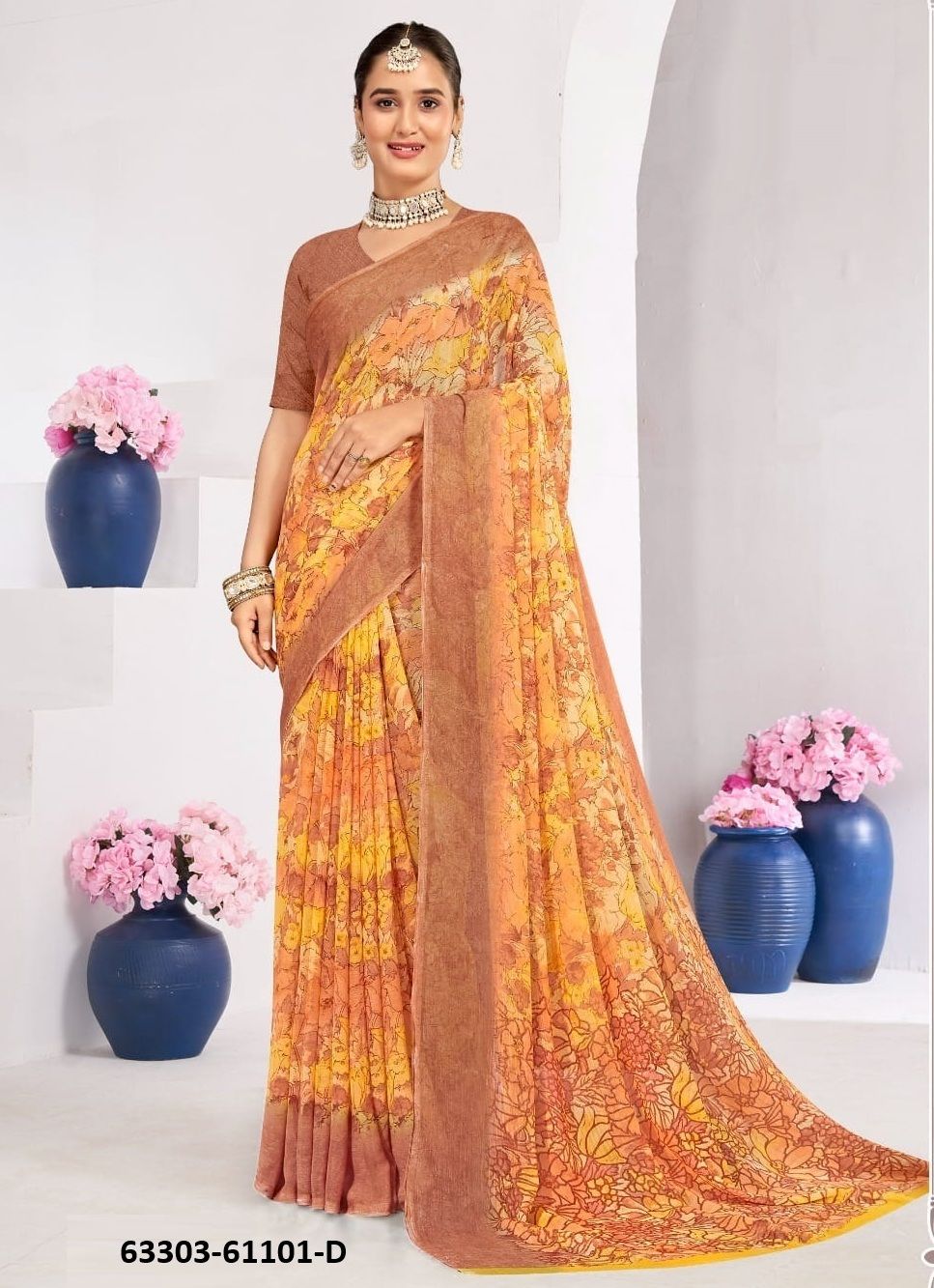 STAR CHIFFON 224 - Catalog # 63303 (Set of 12 Sarees) by Ruchi Sarees
