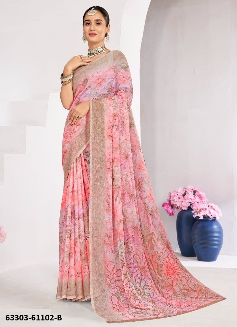 STAR CHIFFON 224 - Catalog # 63303 (Set of 12 Sarees) by Ruchi Sarees