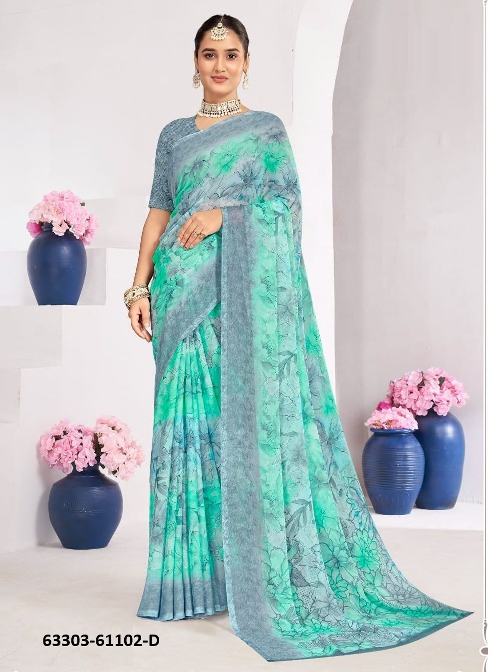 STAR CHIFFON 224 - Catalog # 63303 (Set of 12 Sarees) by Ruchi Sarees