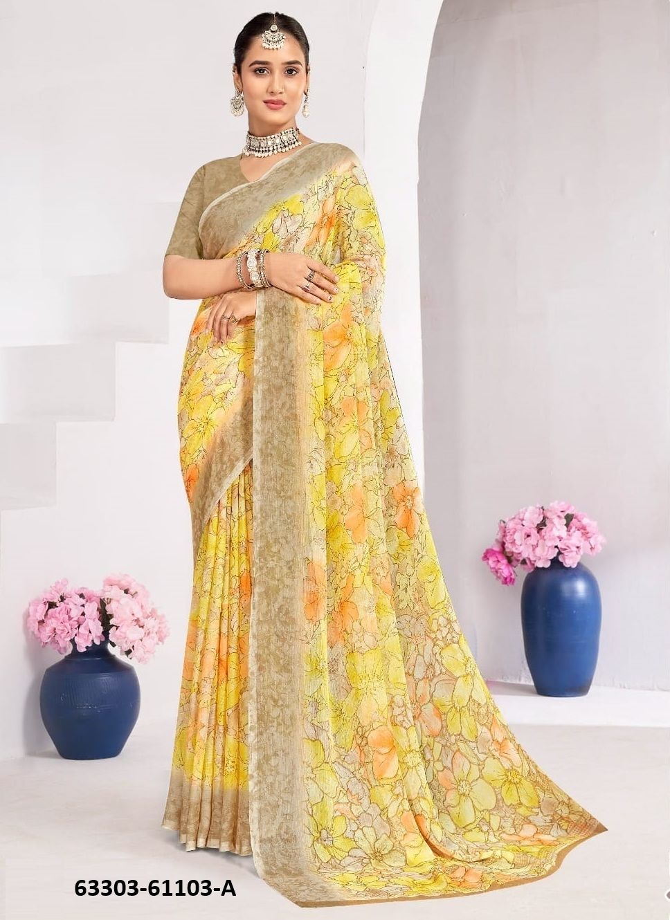 STAR CHIFFON 224 - Catalog # 63303 (Set of 12 Sarees) by Ruchi Sarees