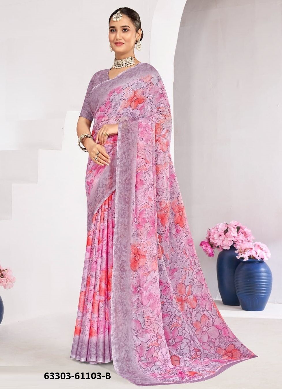STAR CHIFFON 224 - Catalog # 63303 (Set of 12 Sarees) by Ruchi Sarees
