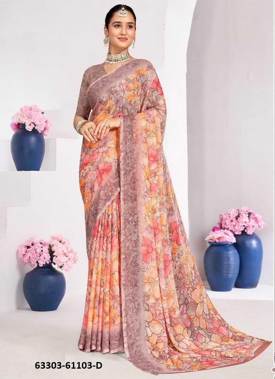 STAR CHIFFON 224 - Catalog # 63303 (Set of 12 Sarees) by Ruchi Sarees
