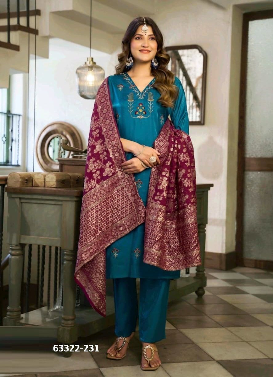 AFREEN - Catalog # 63322 (Set of 6 Readymade Salwar Suits) by Meher