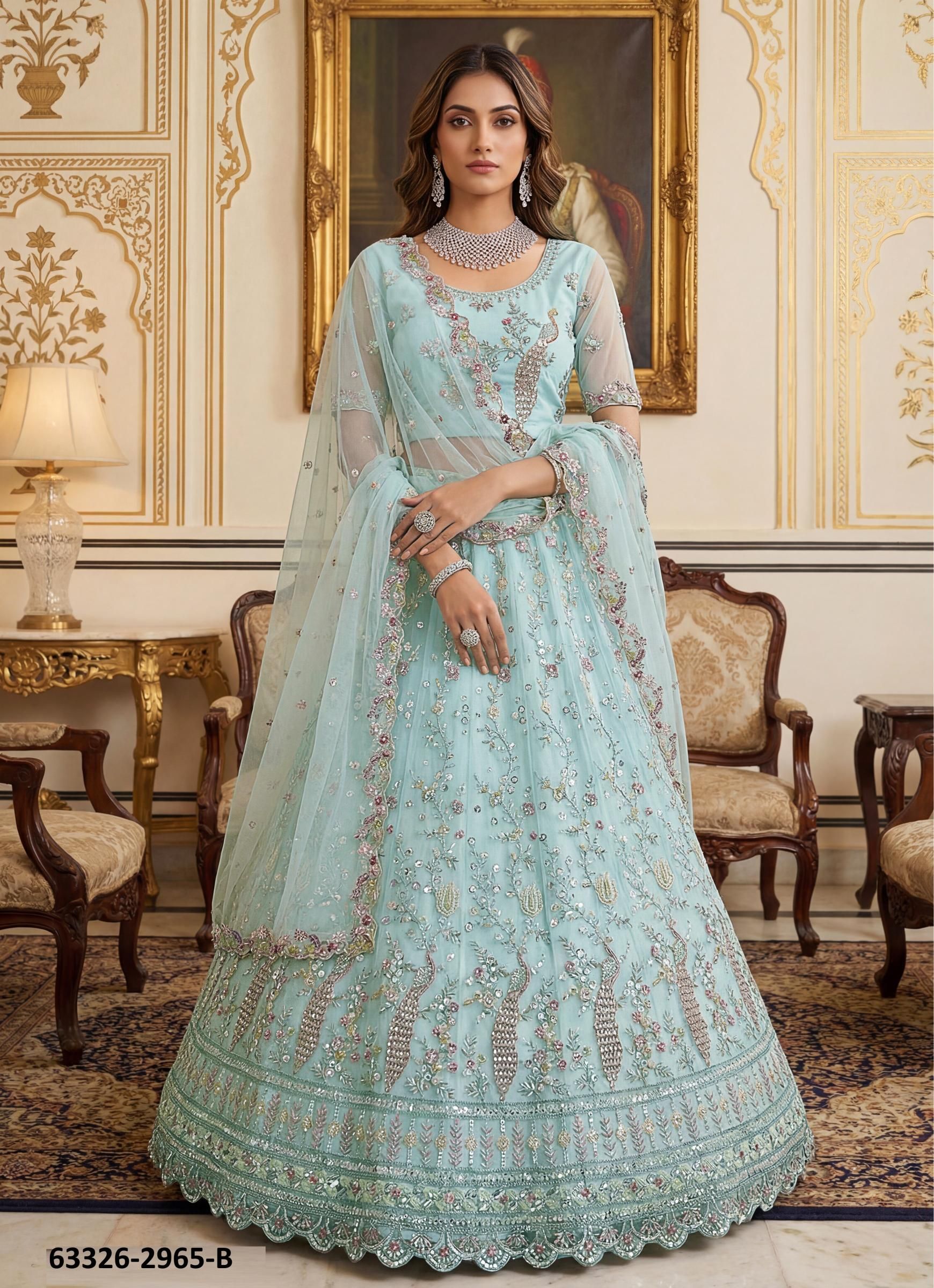 SERIES 2965 - Catalog # 63326 (Set of 4 Semi-Stitched Lehengas) by Komal Pret SERIES 2965 - Catalog # 63326 (Set of 4 Semi-Stitched Lehengas) by Komal Pret