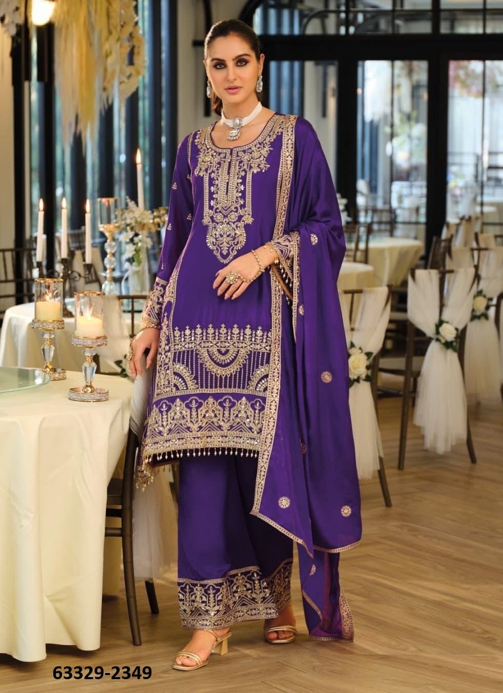 MANPREET - Catalog # 63329 (Set of 3 Readymade Salwar Suits) by Eba Lifestyle