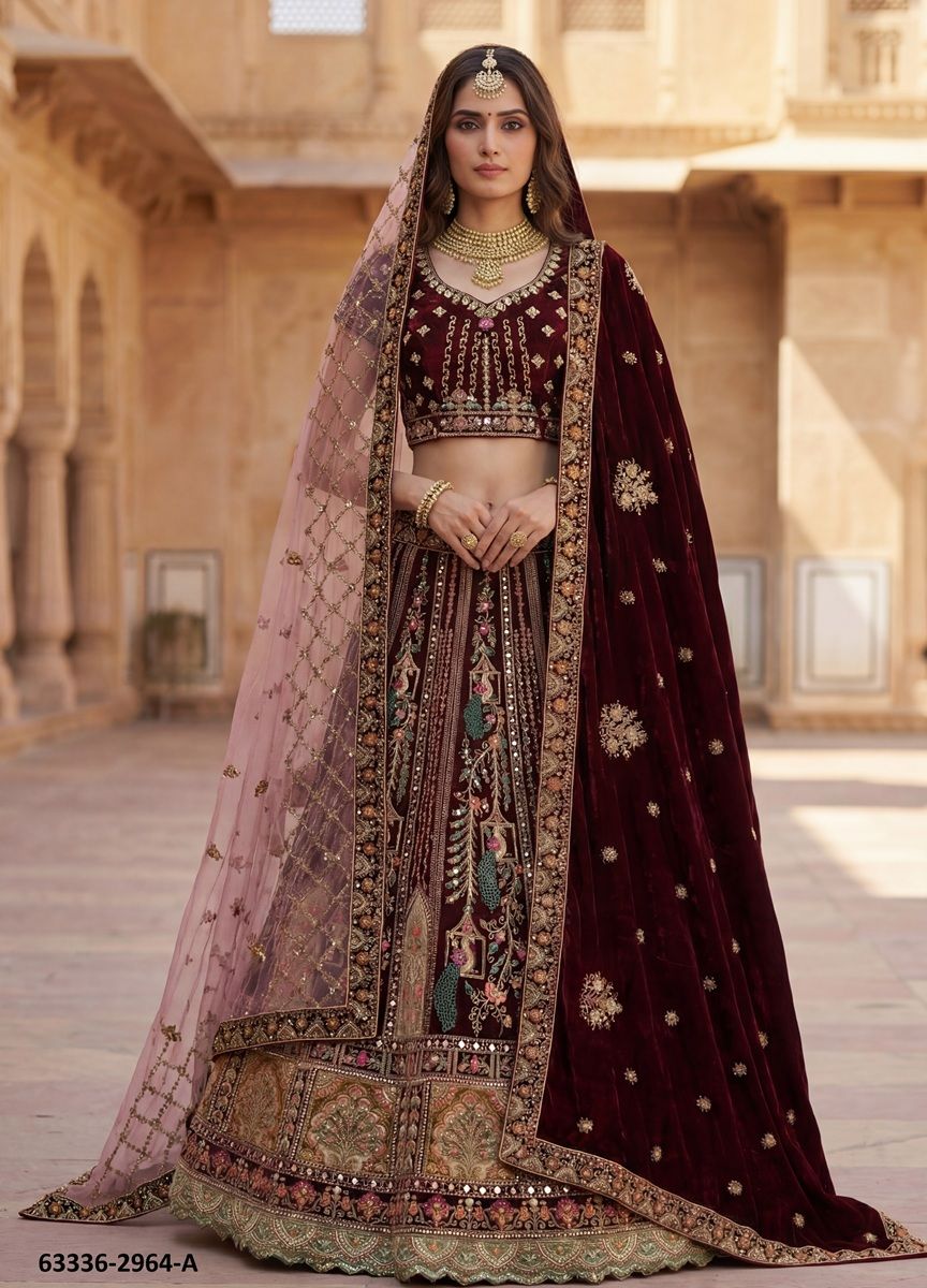 SERIES 2964 - Catalog # 63336 (Set of 3 Semi-Stitched Lehengas) by Komal Pret SERIES 2964 - Catalog # 63336 (Set of 3 Semi-Stitched Lehengas) by Komal Pret