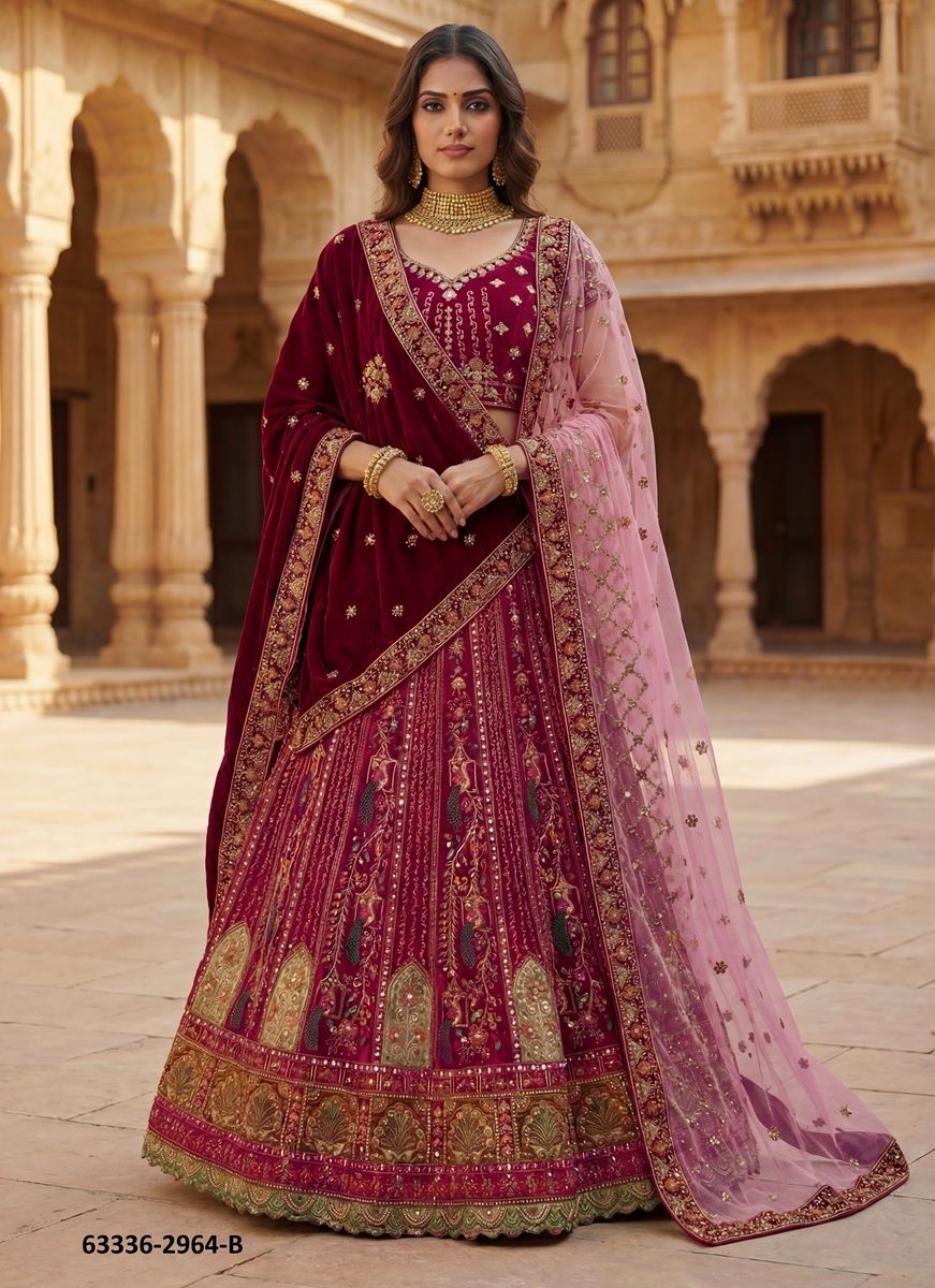SERIES 2964 - Catalog # 63336 (Set of 3 Semi-Stitched Lehengas) by Komal Pret SERIES 2964 - Catalog # 63336 (Set of 3 Semi-Stitched Lehengas) by Komal Pret