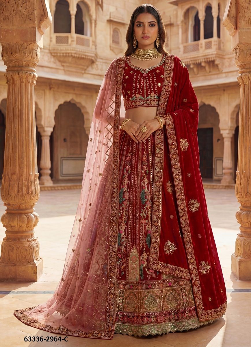 SERIES 2964 - Catalog # 63336 (Set of 3 Semi-Stitched Lehengas) by Komal Pret SERIES 2964 - Catalog # 63336 (Set of 3 Semi-Stitched Lehengas) by Komal Pret