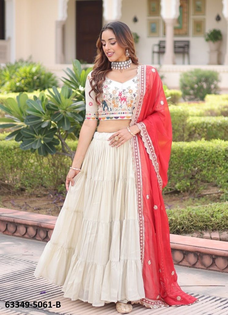 SERIES 5061 - Catalog # 63349 (Set of 2 Semi-Stitched Lehengas) by Raw Lemon SERIES 5061 - Catalog # 63349 (Set of 2 Semi-Stitched Lehengas) by Raw Lemon