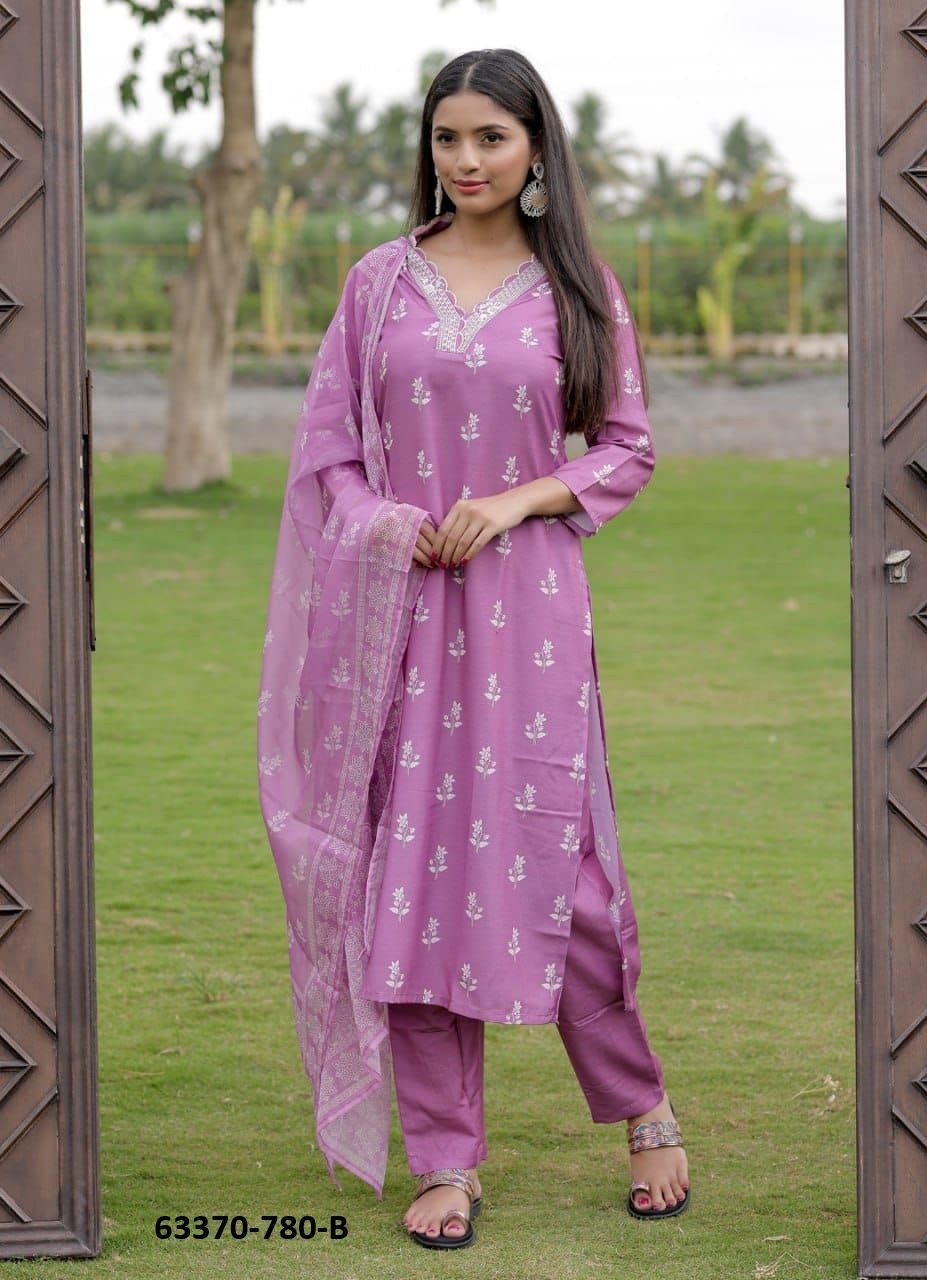 SERIES 780 - Catalog # 63370 (Set of 2 Readymade Salwar Suits) by Desi Muse