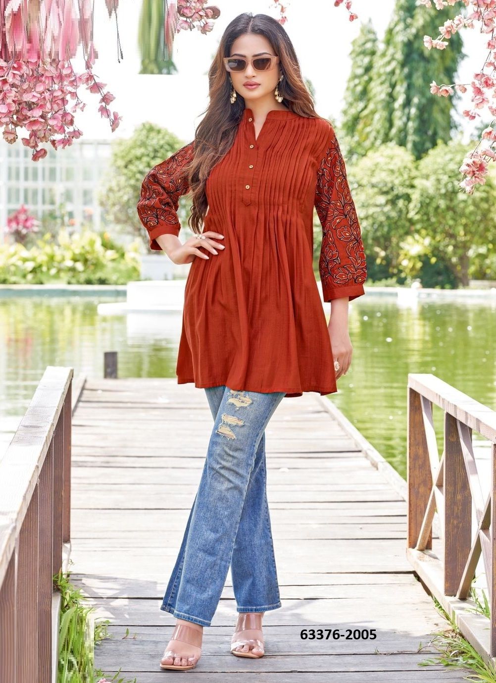 TRENDY TOUCH - Catalog # 63376 (Set of 6 Readymade Women's Kurtis / Tops) by Wooglee Fashions TRENDY TOUCH - Catalog # 63376 (Set of 6 Readymade Women's Kurtis / Tops) by Wooglee Fashions