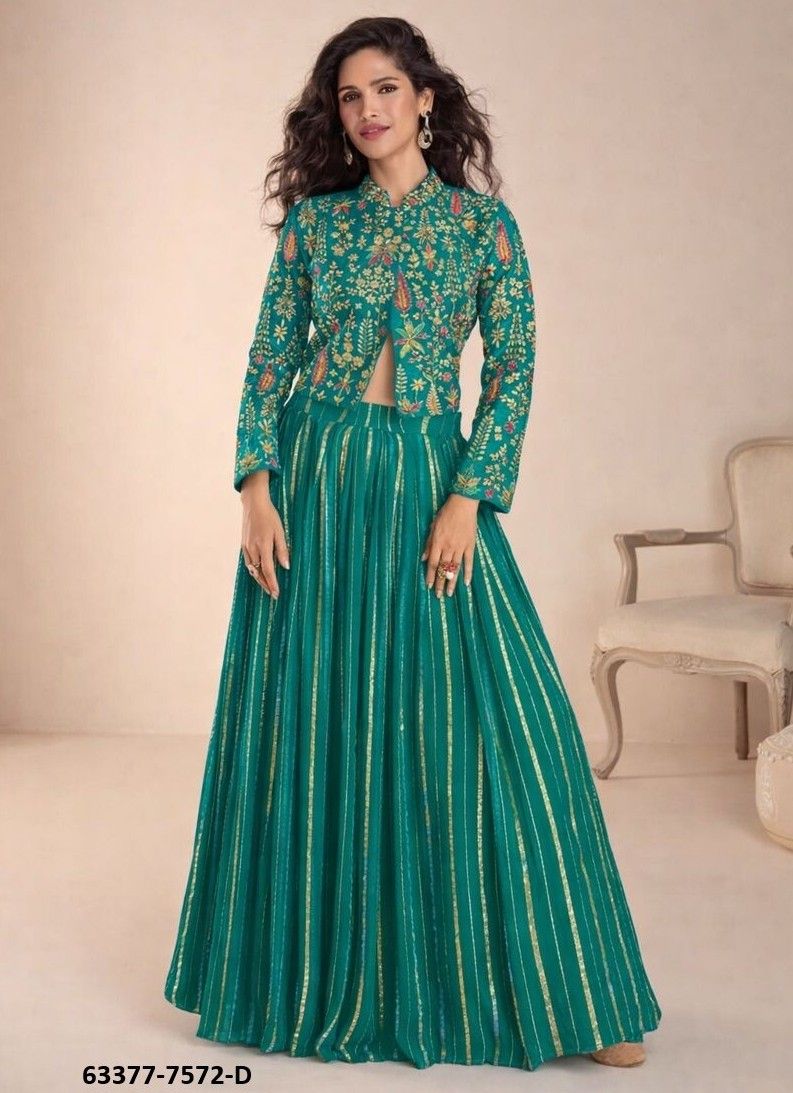 SARGAM - Catalog # 63377 (Set of 4 Readymade Lehengas) by Gulkayra Designer
