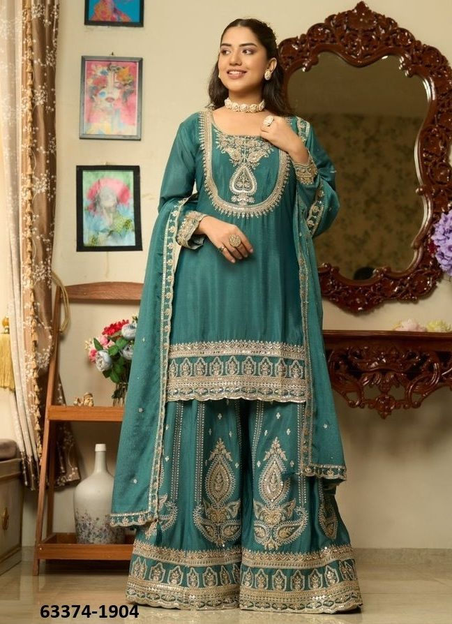 ANMOL - Catalog # 63374 (Set of 4 Readymade Salwar Suits) by Sanika Fashion