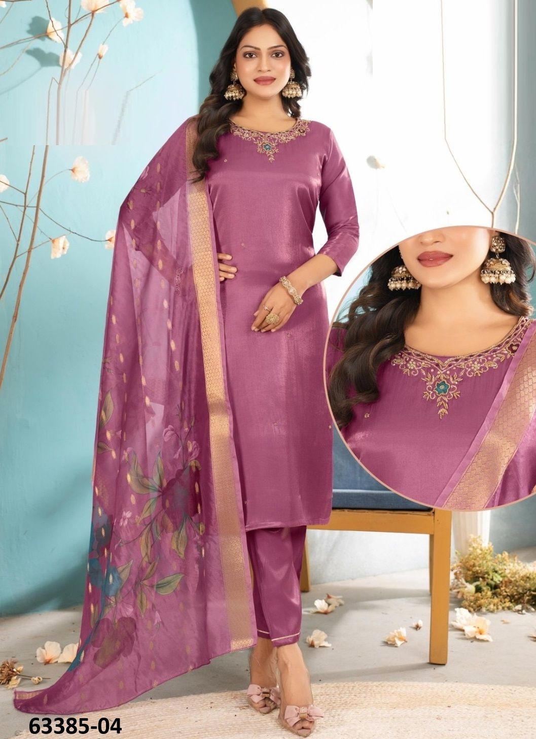 ZILMIL - Catalog # 63385 (Set of 6 Readymade Salwar Suits) by Kaya Ahmedabad
